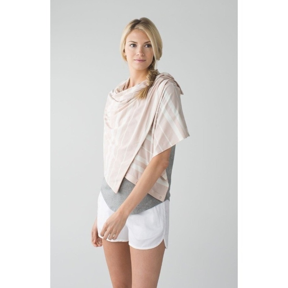 Lululemon Pink‎ Stripe Snap Scarf Wrap Infinity Loop